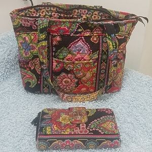 Vibrant Patterned Tote and Wallet Set